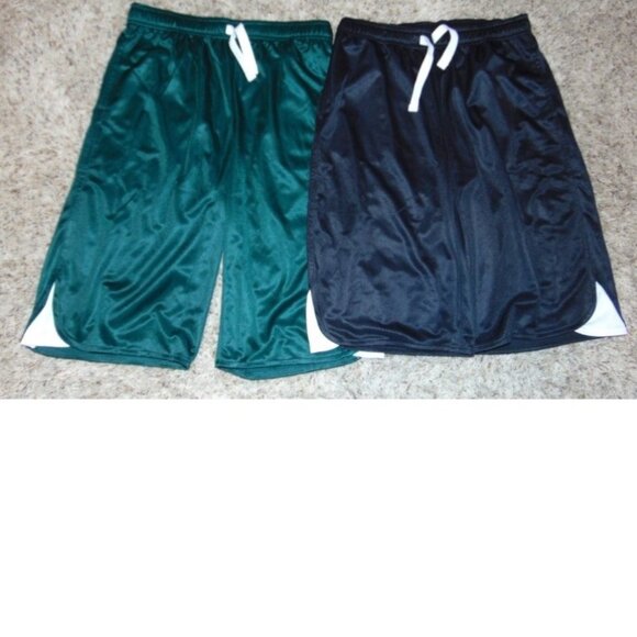 *Lands' End Shorts 2 Pr Boys Large Elastic Waist Drawstring Athletic Basketball - Picture 1 of 7